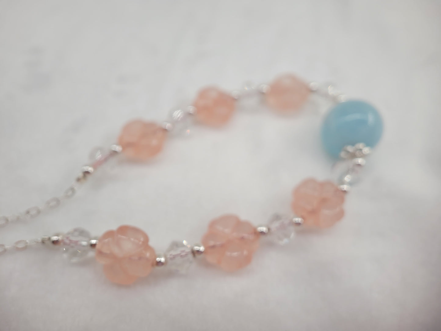 Pink Quartz Floral Bracelet