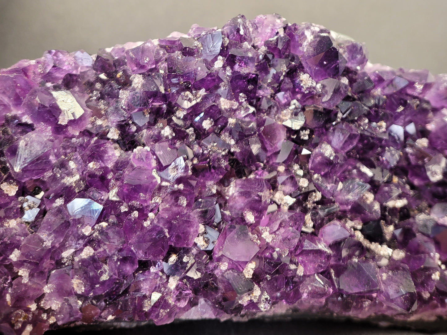 Purple Amethyst Crystal with Diamond-Like Clear Quartzes